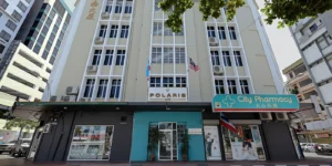 Exterior view of Polaris Suite Kota Kinabalu, a convenient accommodation near the Filipino Market and KK Waterfront