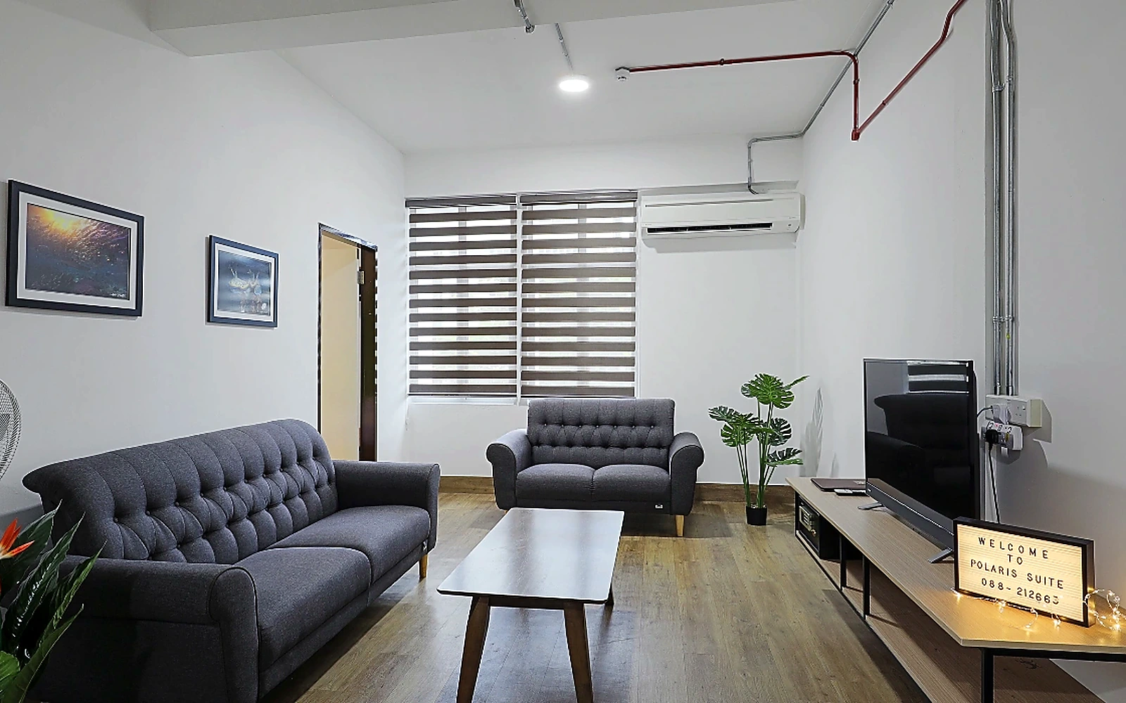 Spacious Family Living Room and In-Suite Laundry Facilities Jalan Pantai KK | Polaris Suite KK